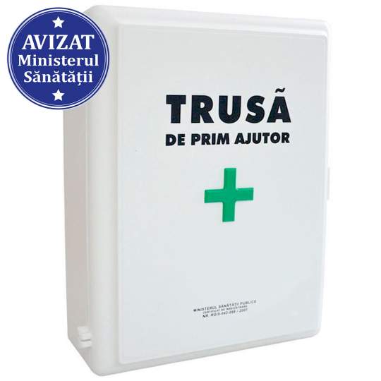 Trusa sanitara prim ajutor inchidere cu lacat omologata conform Ordin 427/2002 M.S. completa 86 componente
