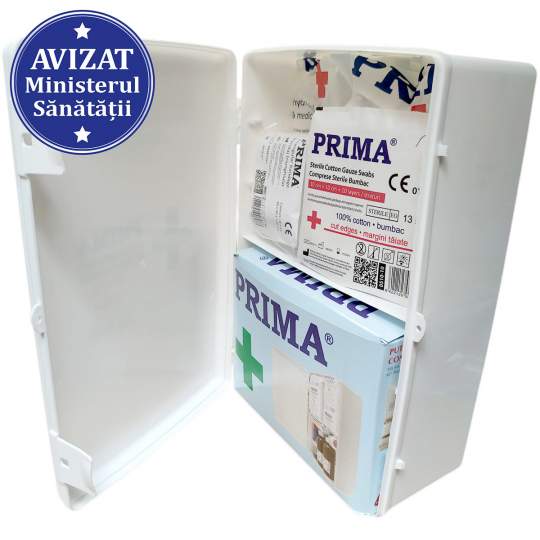 Trusa sanitara prim ajutor fixa omologata conform Ordin 427/2002 M.S. completa, 86 componente